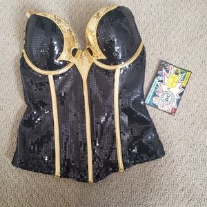 Batgirl corset and Robin tshirt couple costume